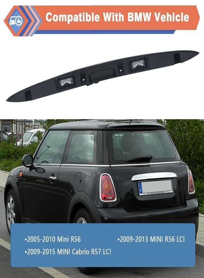 ZONFANT Chrome Rear Trunk Hatch Handle with Lamp, Tailgate Trim Lid Trunk Liftgate Pull Handle Compatible with BMW Mini Vehicle 2005-2015 Cooper R56 R57 Series, Replace #51132753603 - Backhatch Release Handle - Image 3